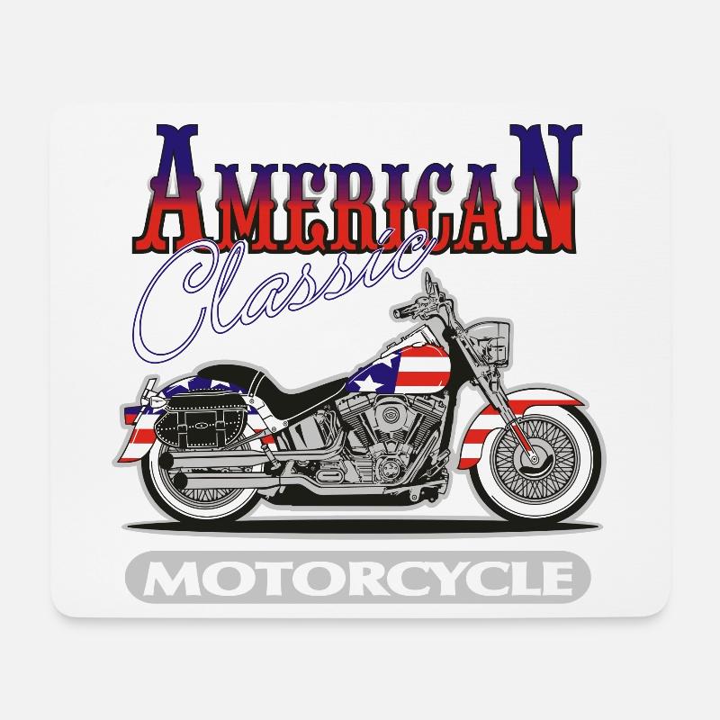 Classic American Motorcycle - Mouse Pad (horizontal) - white