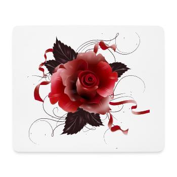 beautiful red rose with delicate ribbons - Mouse Pad (horizontal) - white - Front