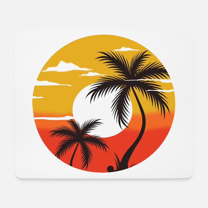 Sonnenuntergang , Sonnenaufgang, Strang Retro - Mousepad (Querformat) - Weiß