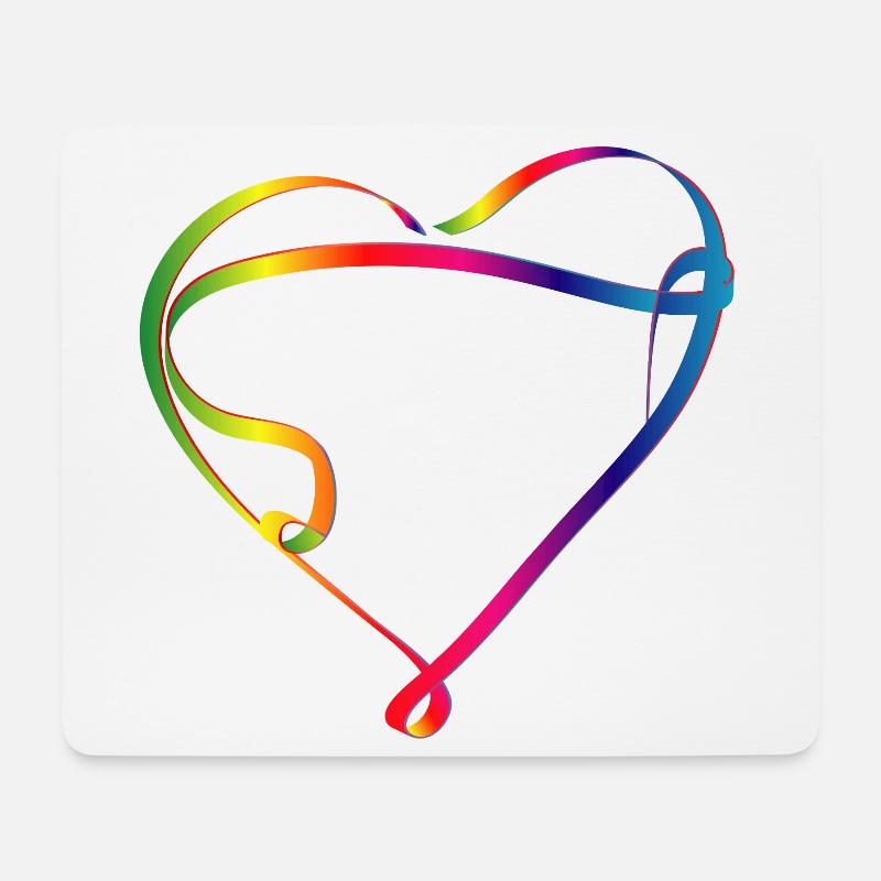 buntes Band in Herz Form und Regenbogen Farben - Mousepad (Querformat) - Weiß