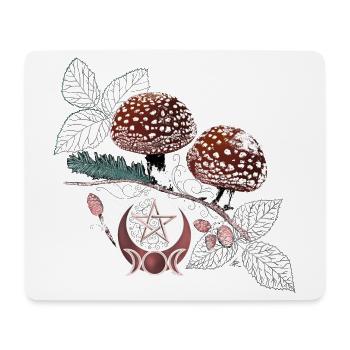Fliegenpilz Wicca Symbol Naturzauber Herbst - Mousepad (Querformat) - Weiß - Vorne