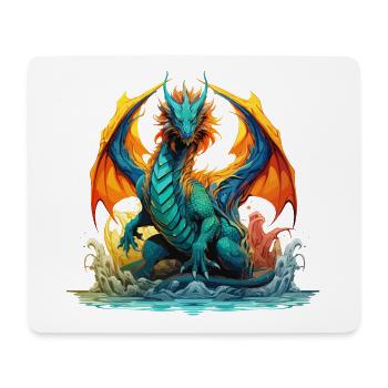 Drache Fantasie Magie Mystik Kreatur Fabel Tier - Mousepad (Querformat) - Weiß - Vorne