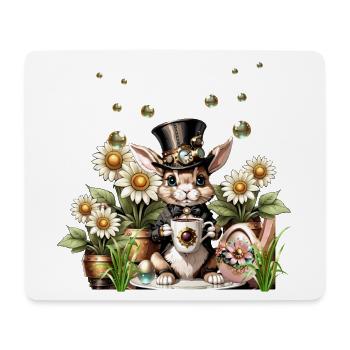 This cute Steampunk Easter Bunny is here - Mouse Pad (horizontal) - white - Front