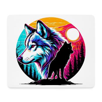 Loup - Tapis de souris (format paysage) - blanc - Devant