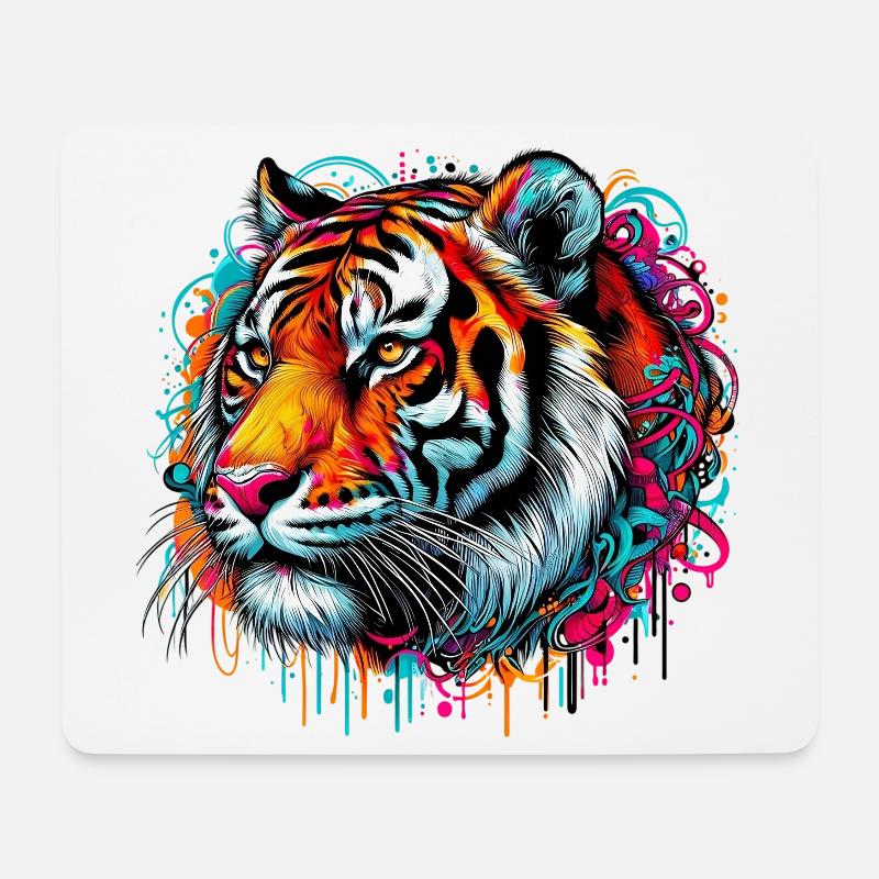 Tiger - Mousepad (Querformat) - Weiß