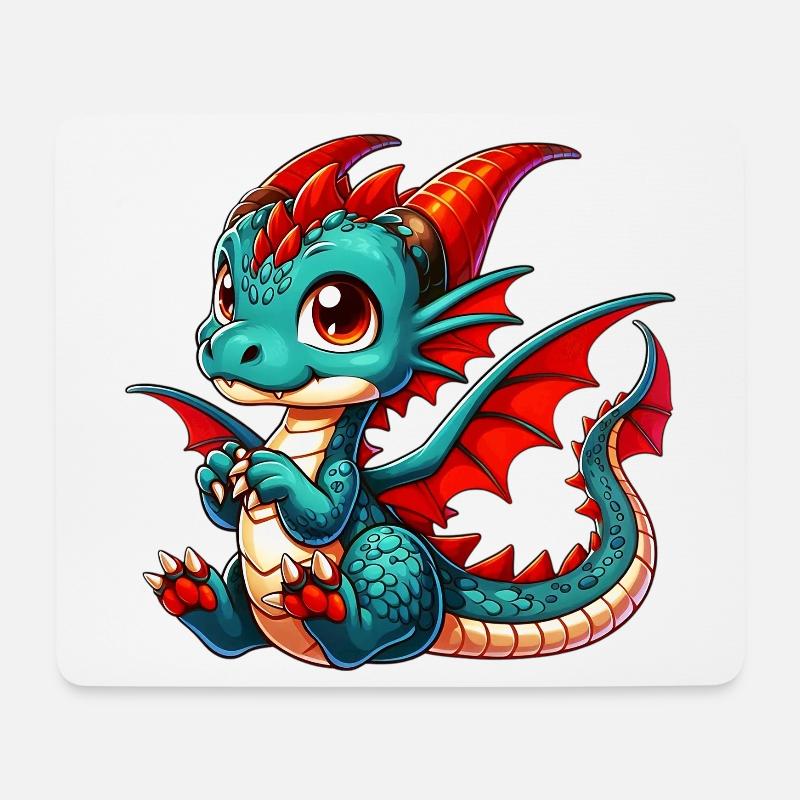 Drache - Mousepad (Querformat) - Weiß