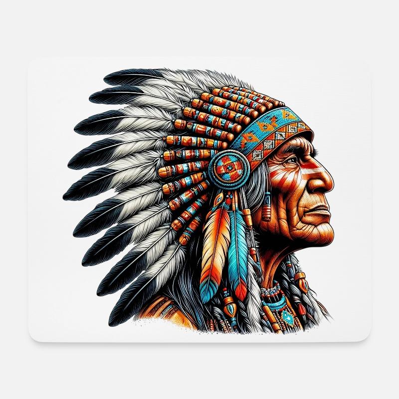 Amerikanisch Indianer Amerikanische Rote Haut - Mousepad (Querformat) - Weiß