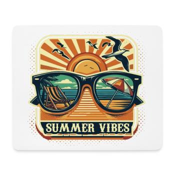 Été, Soleil, Vibes, Bonnes vacances, Plage, Fête, Sable - Tapis de souris (format paysage) - blanc - Devant
