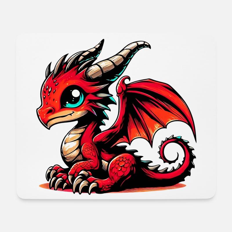 Drache - Mousepad (Querformat) - Weiß
