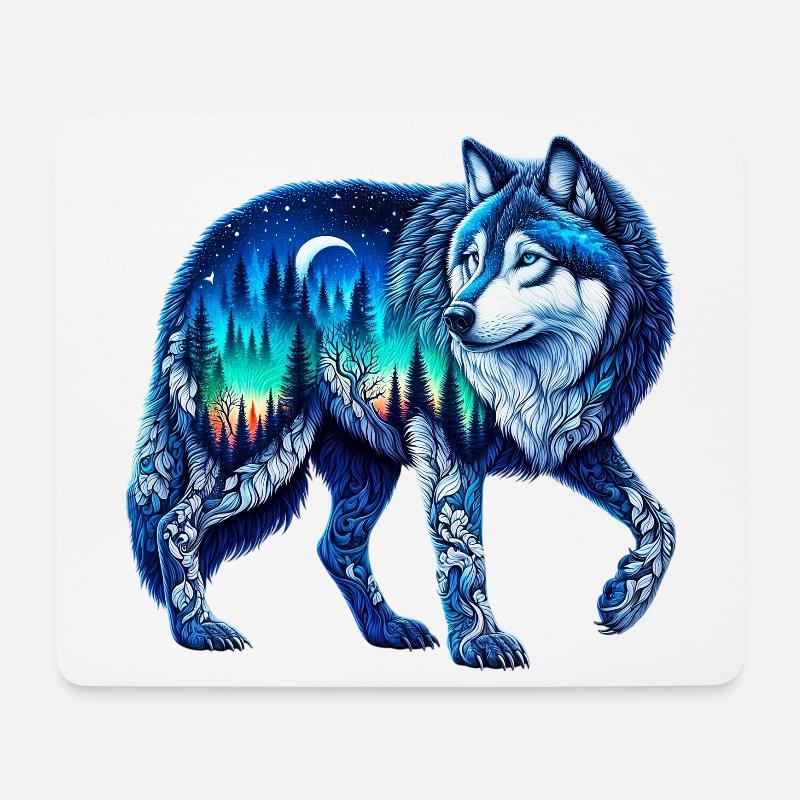 Wolf - Mousepad (Querformat) - Weiß