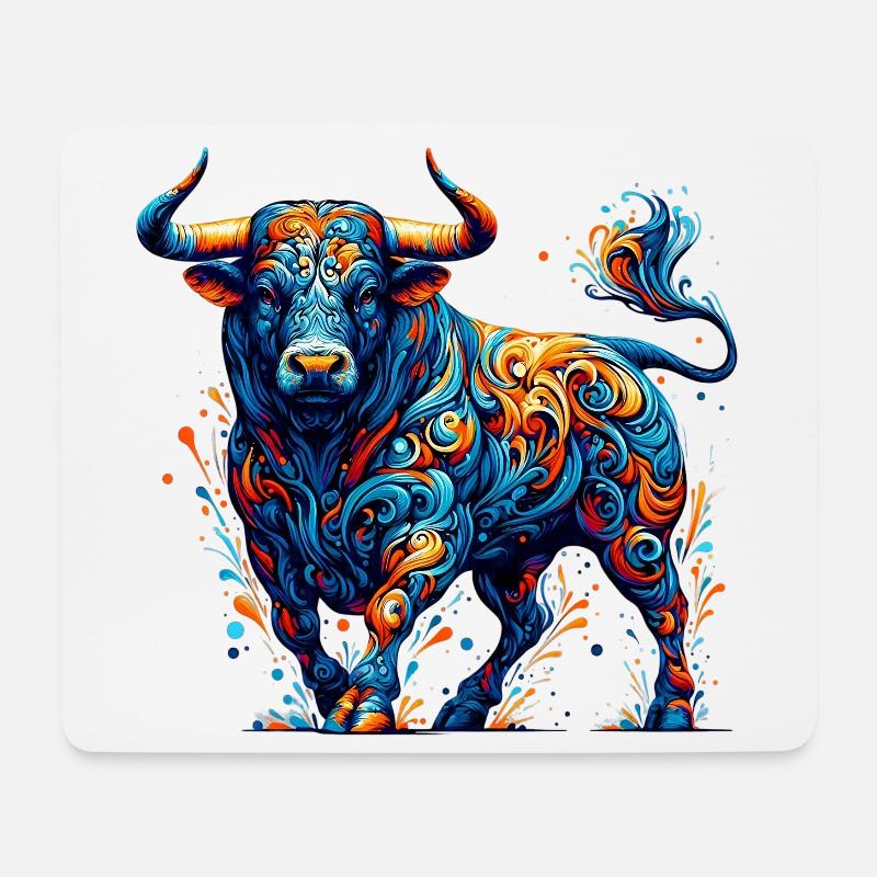 Taureau - Tapis de souris (format paysage) - blanc