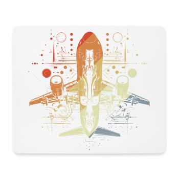 Airplane Drawing Retro Look - Mouse Pad (horizontal) - white - Front