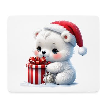 Der Weihnachtseisbär - Mousepad (Querformat) - Weiß - Vorne