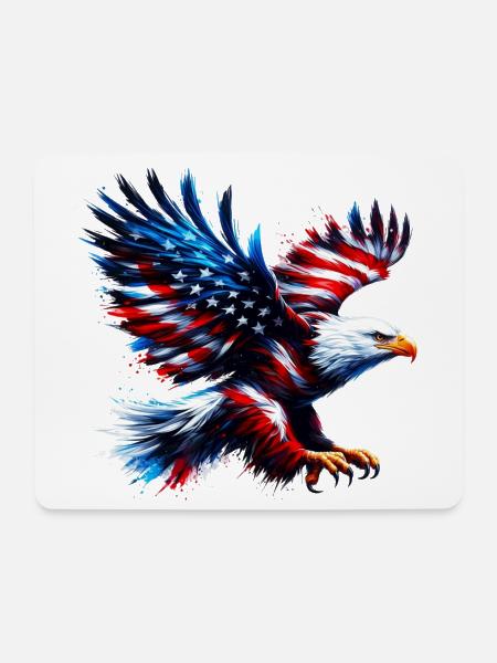 Adler Flagge USA USA Amerikanisch - Mousepad (Querformat) - Weiß