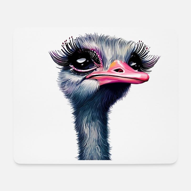 Straußen-Make-up - Mousepad (Querformat) - Weiß