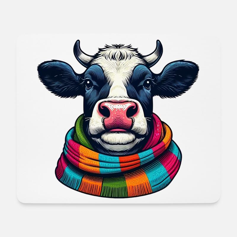 Kuh - Mousepad (Querformat) - Weiß