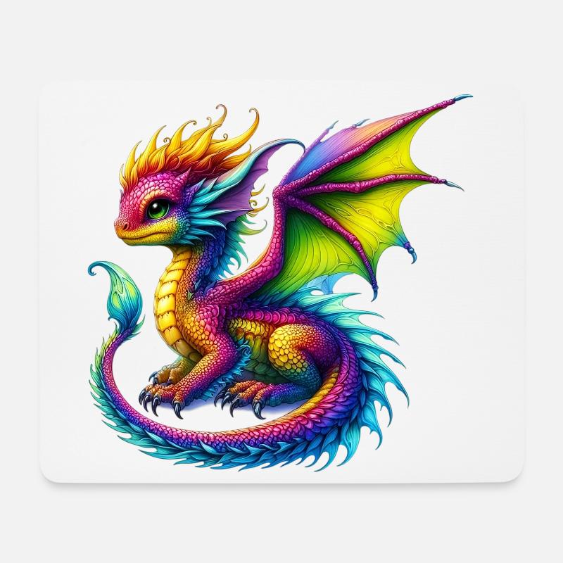 Drache - Mousepad (Querformat) - Weiß