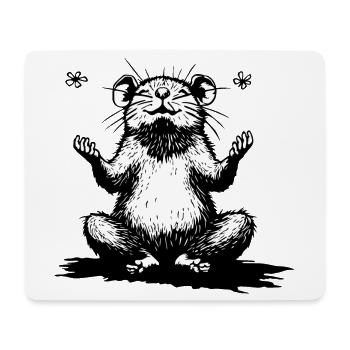 Zen hamster sitting black and white - Mouse Pad (horizontal) - white - Front