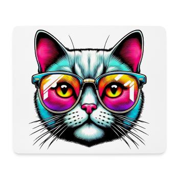 Chat avec des lunettes de soleil - Tapis de souris (format paysage) - blanc - Devant