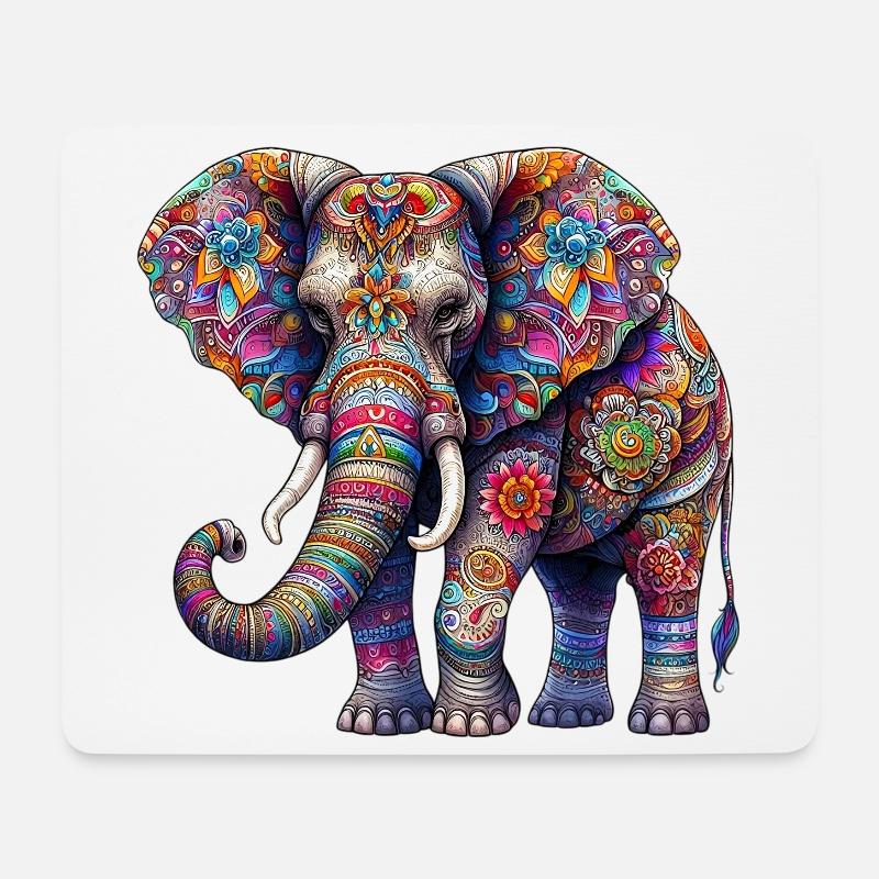 Elefant - Mousepad (Querformat) - Weiß