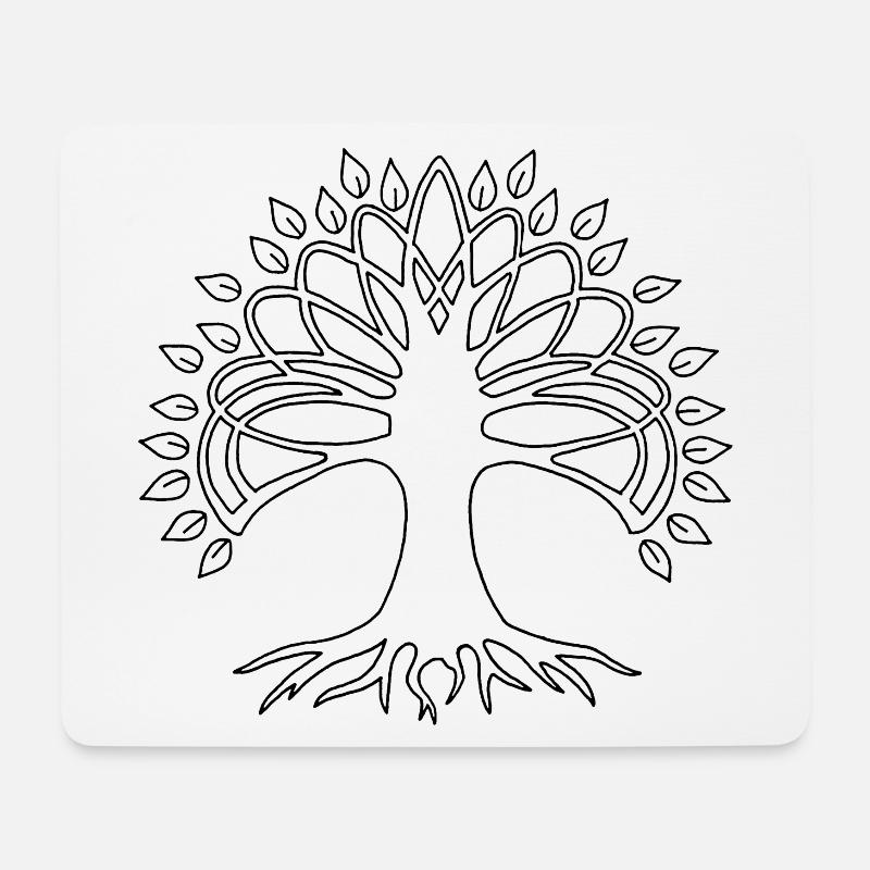 Schwarzer Baum des Lebens - Mousepad (Querformat) - Weiß
