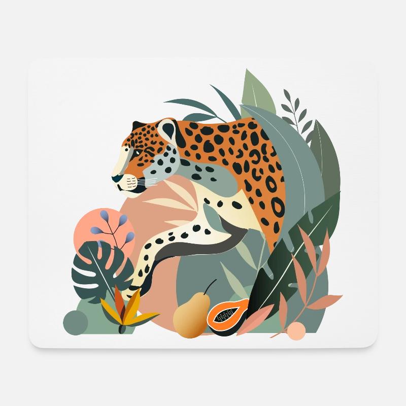 Jaguar im Dschungel-Elegante Wildtier-Illustration - Mousepad (Querformat) - Weiß