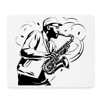 Dessin de saxophoniste - Tapis de souris (format paysage) - blanc - Devant