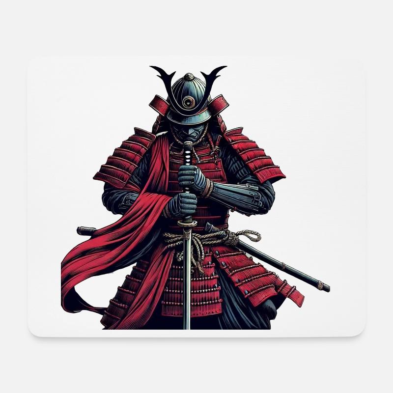 Bushido du guerrier samouraï - Tapis de souris (format paysage) - blanc