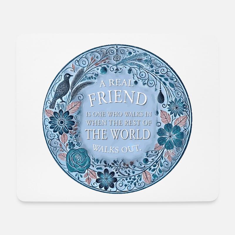 A REAL FRIEND IS ONE WHO WALKS IN WHEN THE REST OF - Mousepad (Querformat) - Weiß