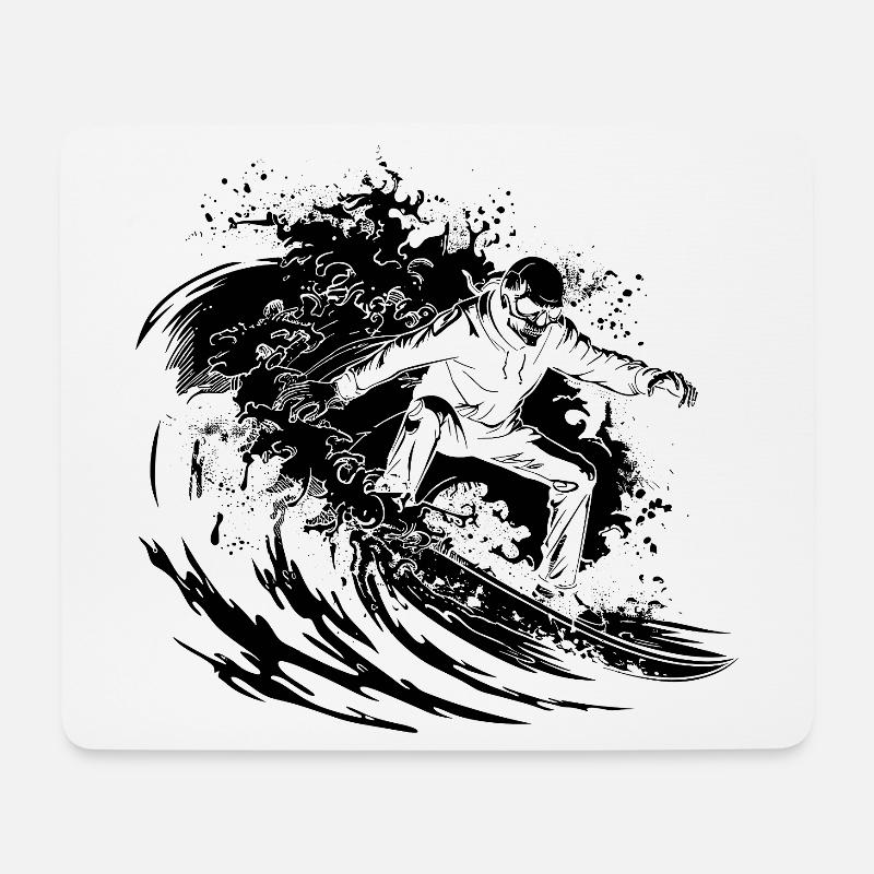 Surfen Skelett Zeichnung - Mousepad (Querformat) - Weiß