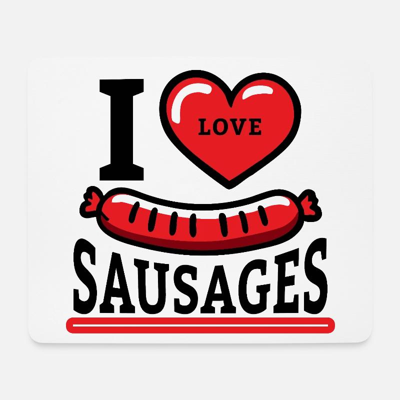 I love Sausages - Mousepad (Querformat) - Weiß