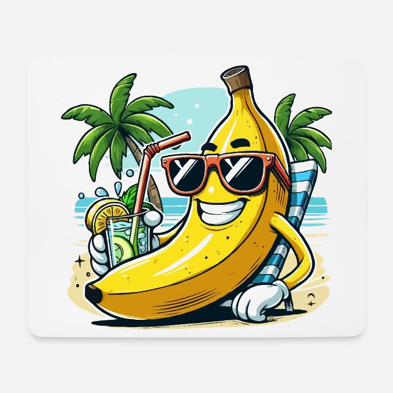 Entspannte Banane - Mousepad (Querformat) - Weiß