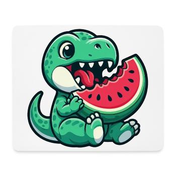 Dino T-Rex with Watermelon Summer Fruit Fun - Mouse Pad (horizontal) - white - Front