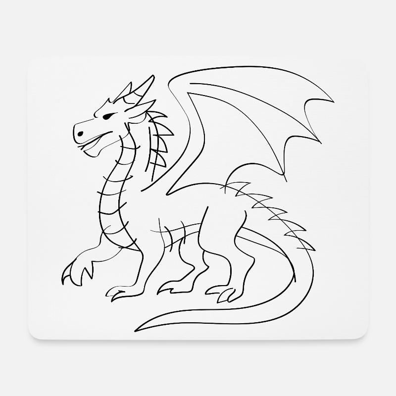 Drachen Illustration - Mousepad (Querformat) - Weiß