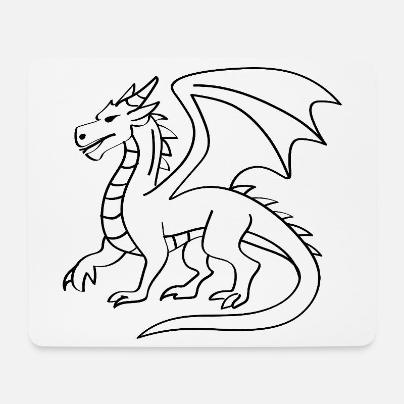 Drachen zum ausmalen - Mousepad (Querformat) - Weiß