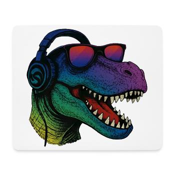Cooler T-Rex Dinosaurier 90er Sonnenbrille  - Mousepad (Querformat) - Weiß - Vorne