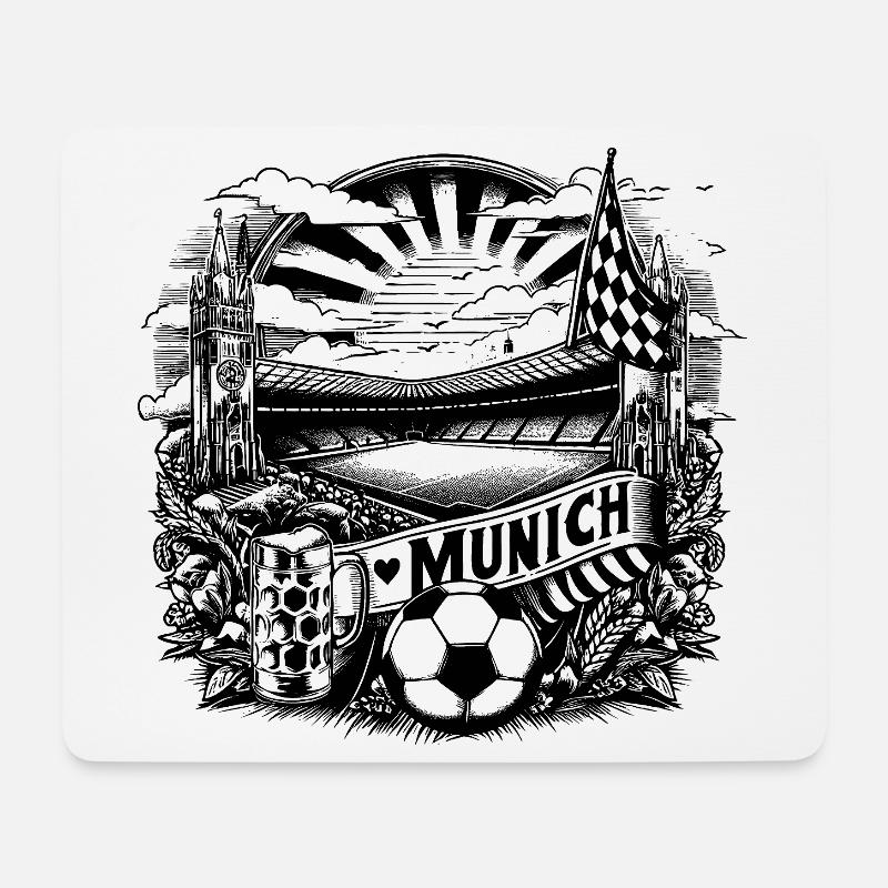 Munich Design with flag an Fussball - Mousepad (Querformat) - Weiß