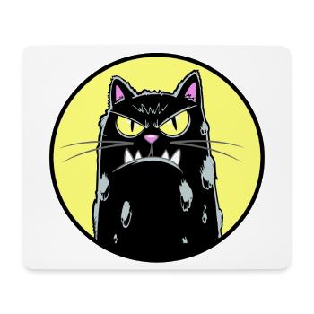 Schwarze Katze - Mousepad (Querformat) - Weiß - Vorne