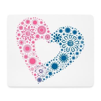 Yin & Yang Love – Buntes Sonnenblumen-Herz - Mousepad (Querformat) - Weiß - Vorne