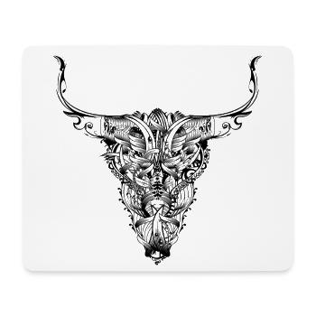 Floral bull skull in mystical tattoo style - Mouse Pad (horizontal) - white - Front