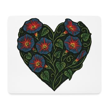 Motif floral de gloire du matin en forme de cœur - Tapis de souris (format paysage) - blanc - Devant