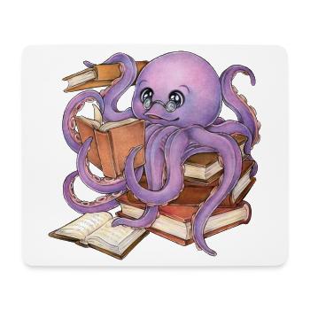 Lesender Oktopus im Bücherstapel Buch Geschenk - Mousepad (Querformat) - Weiß - Vorne