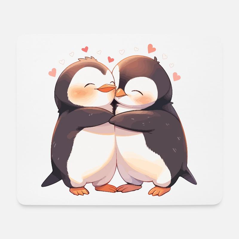 Pinguin Herz Liebe Süß Umarmung Pinguinliebe - Mousepad (Querformat) - Weiß