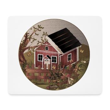 Small red house in the garden in oil painting style - Mouse Pad (horizontal) - white - Front