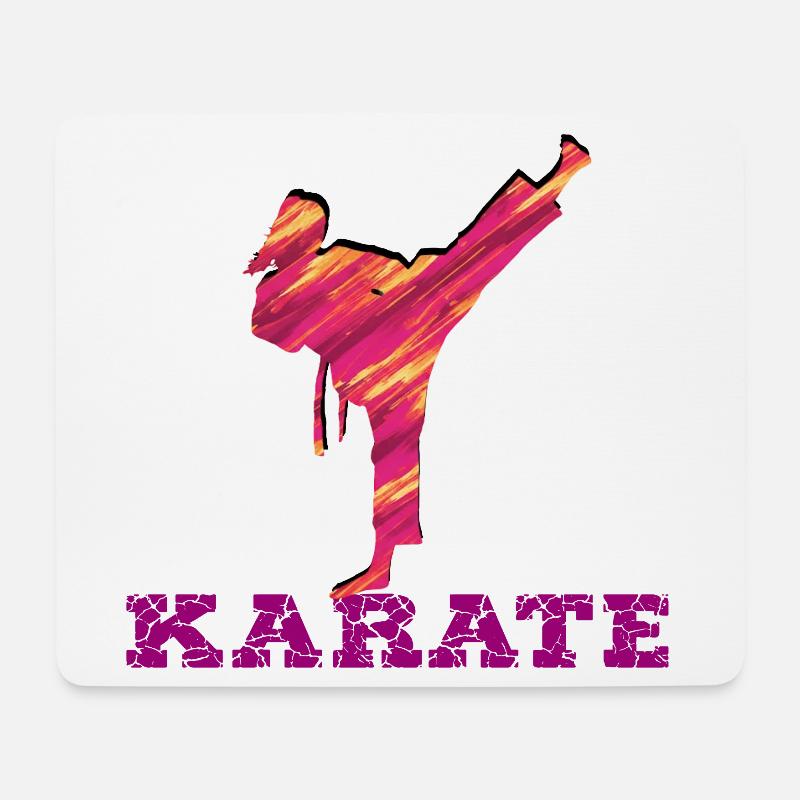 Karate Silhouette Farbexplosion - Mousepad (Querformat) - Weiß