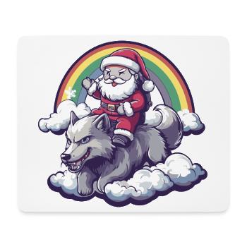 Loup Père Noël Noël - Tapis de souris (format paysage) - blanc - Devant