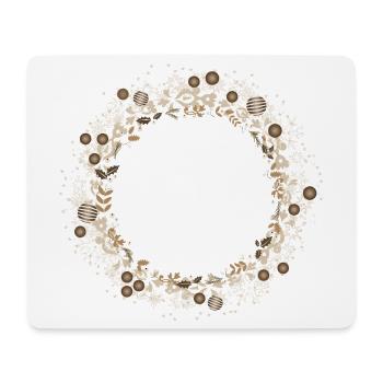 Élégante couronne de Noël en or et crème - Tapis de souris (format paysage) - blanc - Devant