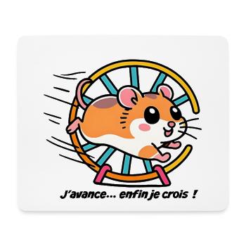 Hamster qui court dans sa roue - Tapis de souris (format paysage) - blanc - Devant