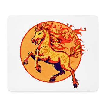 Feuerpferd Chinesisches Tierkreiszeichen - Mousepad (Querformat) - Weiß - Vorne