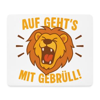 Löwenruf: Auf geht's Mit Gebrüll - Mousepad (Querformat) - Weiß - Vorne